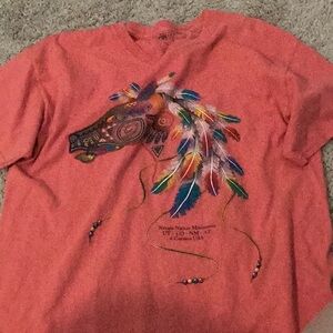 Women Graphic Tee with Horse Design - Red